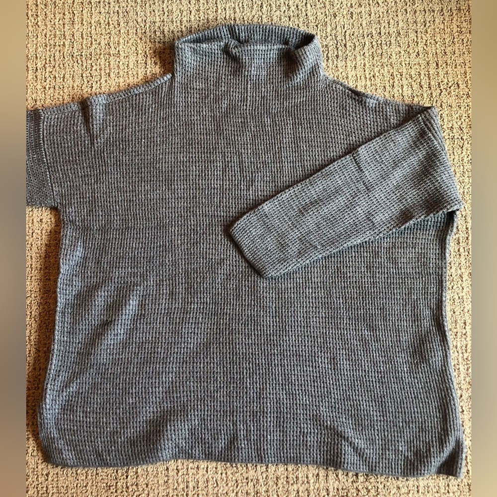Eileen Fisher Waffle Gray Knit Sweater XL